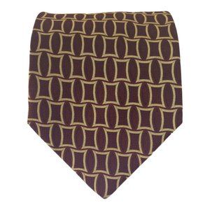 ROCCOBAROCCO Brown Geometric Silk Tie Italy 58"/3".3/4 EX COND